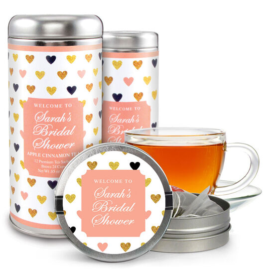 Gold Hearts Tea Tin Party Favors